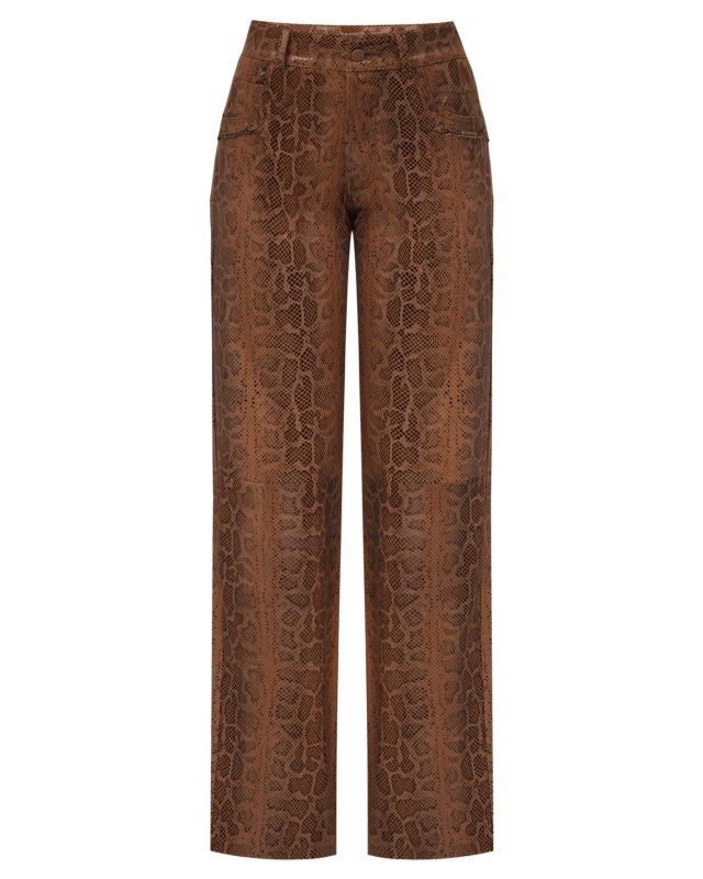 БРЮКИ LEATHER PANTS PITON BROWN UGULWAN
